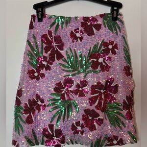 Vibrant Floral Sequin A-Line Skirt size 0 in excellent condition